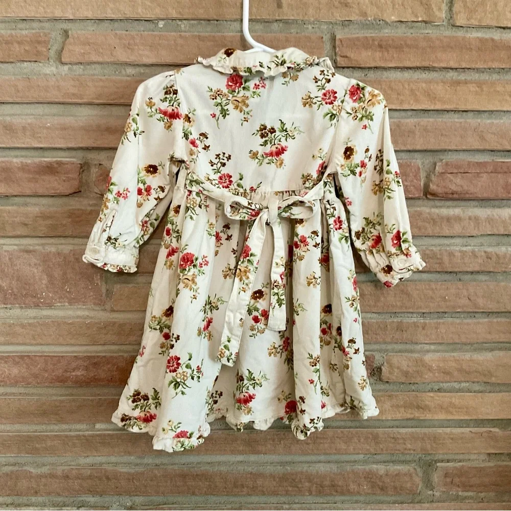 Ralph Lauren Baby Button Dress Floral Lightweight Corduroy 6-12 Months
